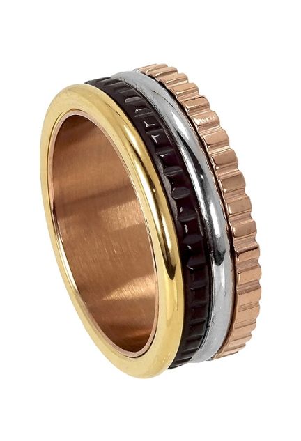 Anillo anti-estrés en acero chapado tricolor, joyas para venta online 276_A1674