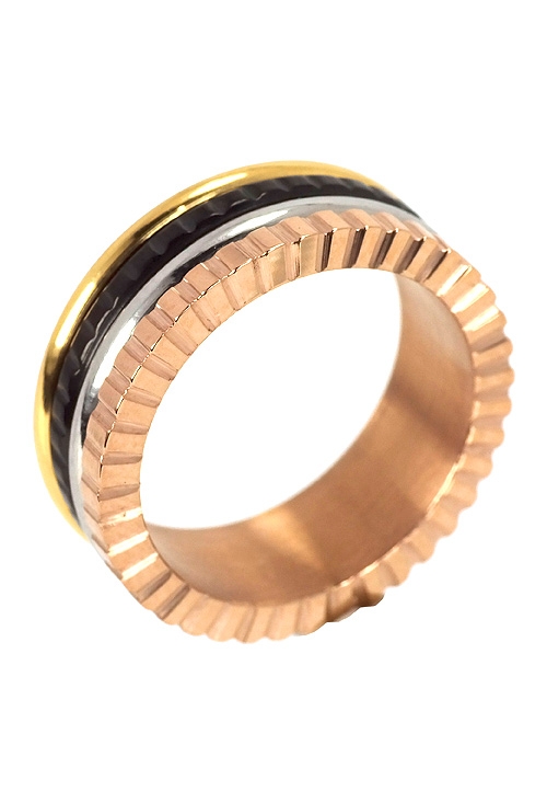 Anillo antiestrés en acero chapado, tricolor 276_A1674 Anillo anti-estrés en acero chapado tricolor, venta online joyas 276_A1674