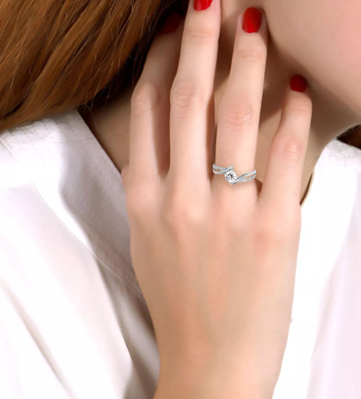 Anillo oro blanco 18K, sortija con circonitas 085_11862-B Anillo oro blanco 18K, sortija con circonitas 085_11862-B - Imagen 2