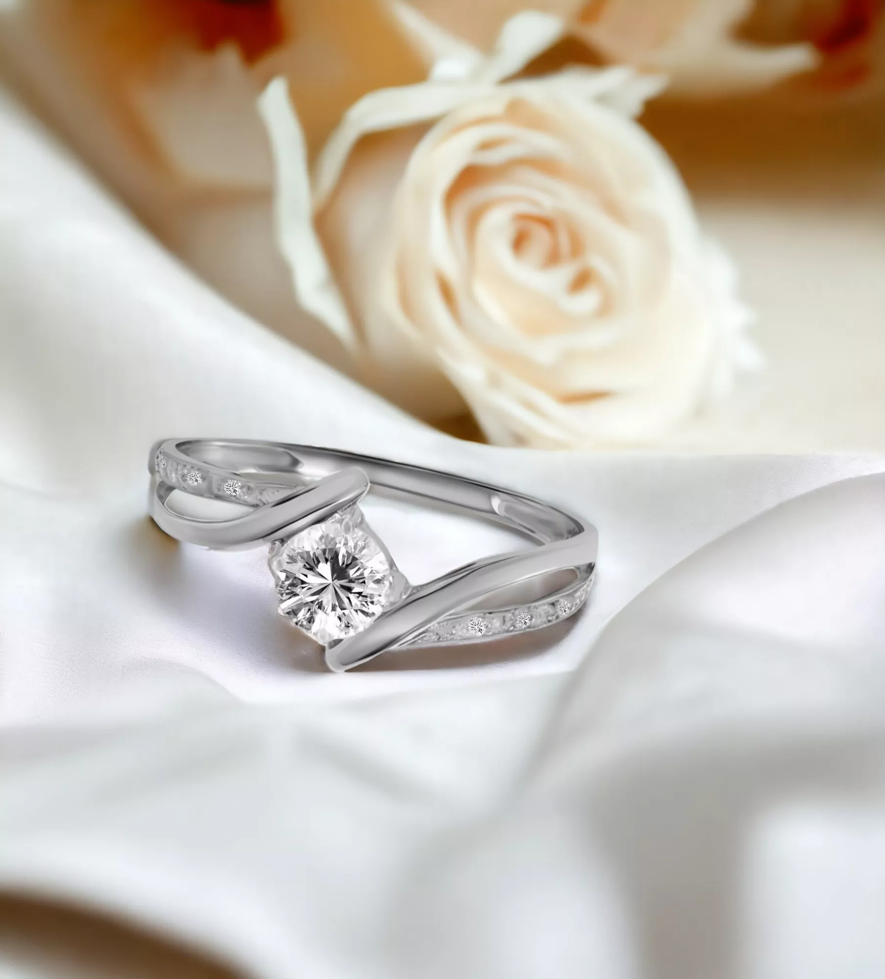 Anillo oro blanco 18K, sortija con circonitas 085_11862-B Anillo oro blanco 18K, sortija con circonitas 085_11862-B - Imagen 4