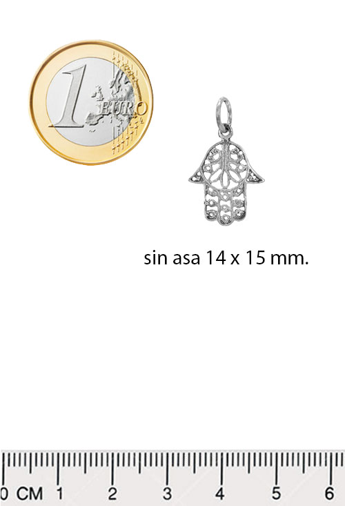 Colgante plata, mano de Fátima, asa redonda. 240_MFATIMA-P colgante de plata mano de fatima vista lateral 240_MFATIMA-P_01 foto medidas