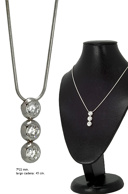 Gargantilla plata motivo chatón triple 248_C8S38485-45 Collares y Gargantillas plata ley con piedras rfcia.248_C8S38485-45