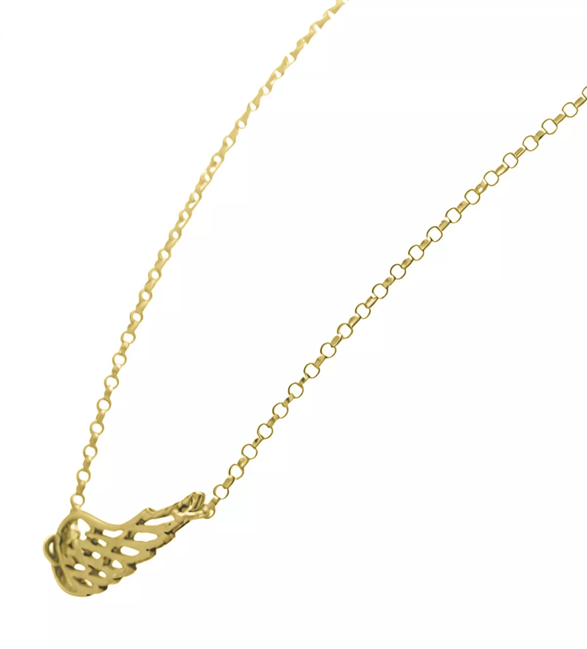 Gargantilla de plata chapada "Ala de Ángel" gargantilla de plata chapada ala foto toma lateral