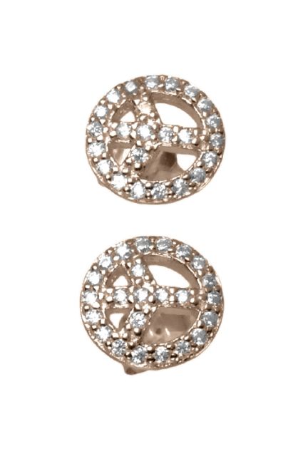 Pendientes de plata con el símbolo hippy de la paz. Modelo Omarosa de Luxenter, para mujer, niña EH079R00