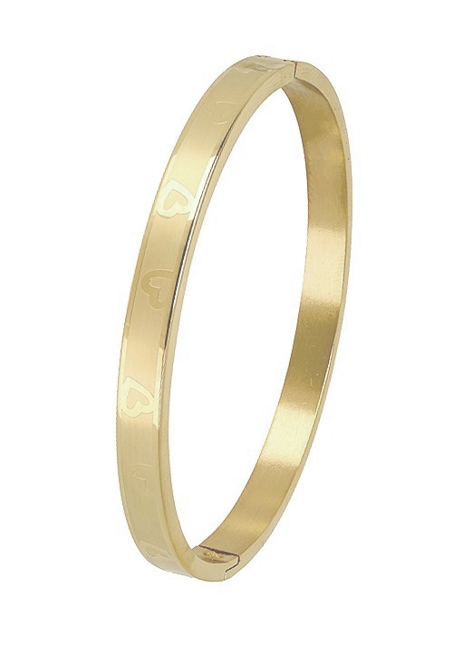 Pulsera de acero chapado en oro con Corazones 276_A2143-A Pulsera de acero chapado en dorado con Corazones, especial para enamorados a precios baratos 276_A2143-A