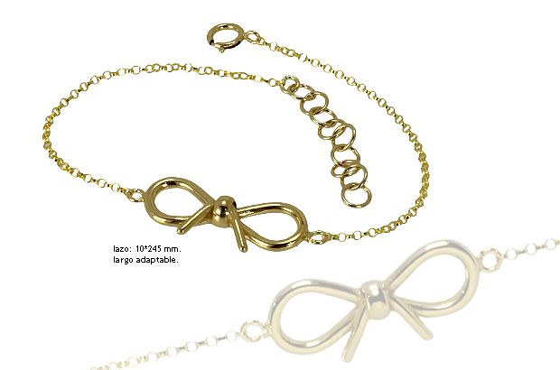 Pulsera plata chapada en oro lazo. 266_043132-2-1 Pulsera plata ley con piedras cadena rfcia.266_043132-2-1