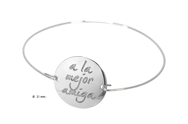 Pulsera plata a la mejor amiga 266_041788-1-1-AMIGA Pulsera plata ley sin piedras rigida rfcia.266_041788-1-1-AMIGA