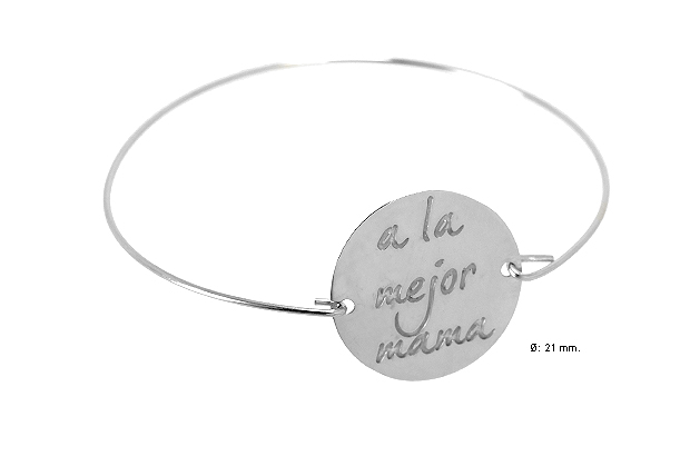 Pulsera plata rígida disco a la mejor mama 266_041788-1-1-MAMA Pulsera plata ley sin piedras rigida rfcia.266_041788-1-1-MAMA