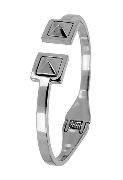 pulsera rígida para mujer de acero color natural con motivo de pirámides a precios baratos