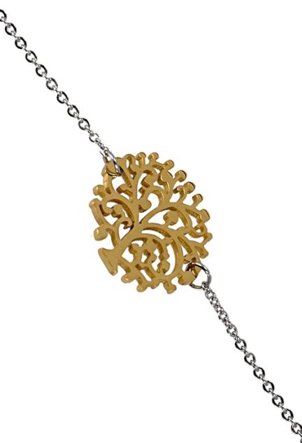 Pulsera en acero chapado en oro con motivo del árbol de la vida para mujer a precios baratos 276_A2103