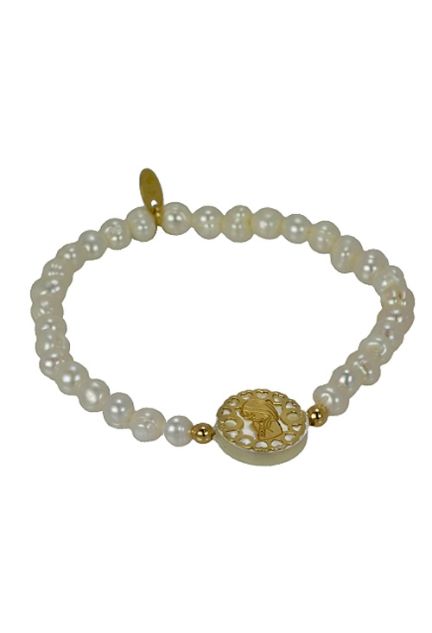 pulsera perlas con medalla virgen niña plata de ley y nacar 266-043281-2-1-40
