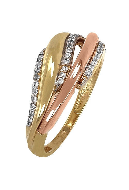 Sortija oro bicolor 18K y circonitas. 243_139-02431 anillo oro bicolor con circonitas foto lateral 243_139-02431_01