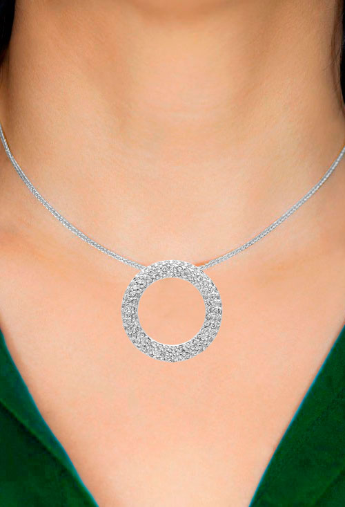 Colgante plata, aro cuajado de circonitas. 132_72646-C colgante aro cuajado plata de ley y circonitas toma modelo 132_72646-C_02