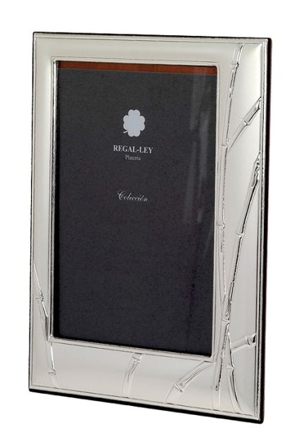 Marco portafotos en plata decorado con tallos de bambú para venta on line 001480-2