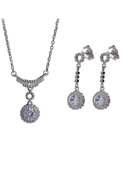 Pendientes, sortija, y gargantilla a juego, aderezo novia Plata de ley Rfcia. 240_JRC-N6