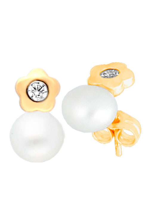 Pendientes oro amarillo 18k con perlas cultivadas 234_2300-P Pendientes oro 1ª ley 750 mmas. (18 k.) con piedras rfcia.234_2300-P