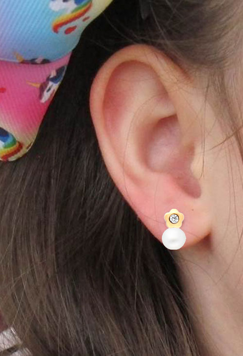 Pendientes oro amarillo 18k con perlas cultivadas 234_2300-P pendientes oro amarillo 18k para bebe flor 1 circon y perla 234_2300-P_02
