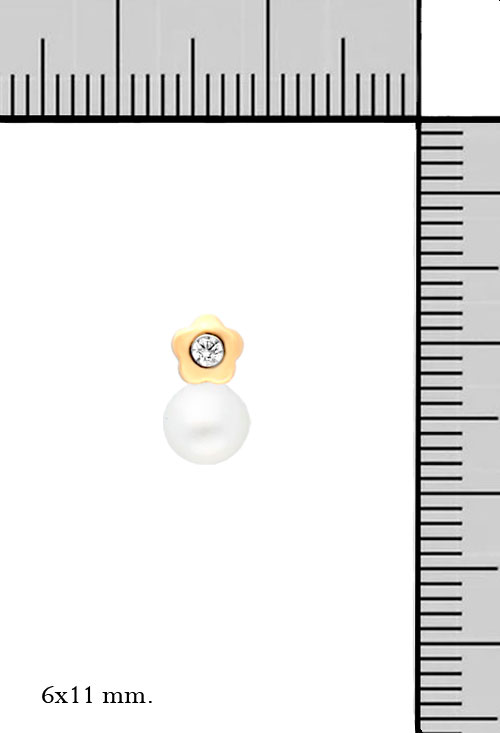 Pendientes oro amarillo 18k con perlas cultivadas 234_2300-P pendientes oro amarillo 18k para bebe flor 1 circon y perla 234_2300-P_M