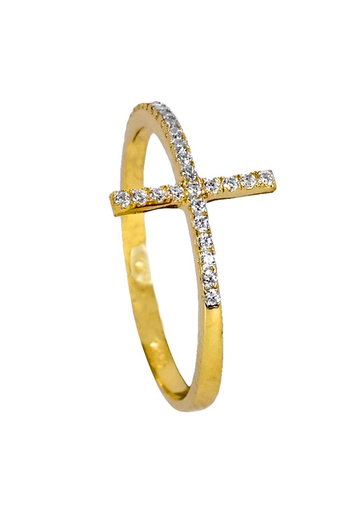 Sortija oro amarillo forma de cruz 243_475-00352 precios baratos anillos para mujer