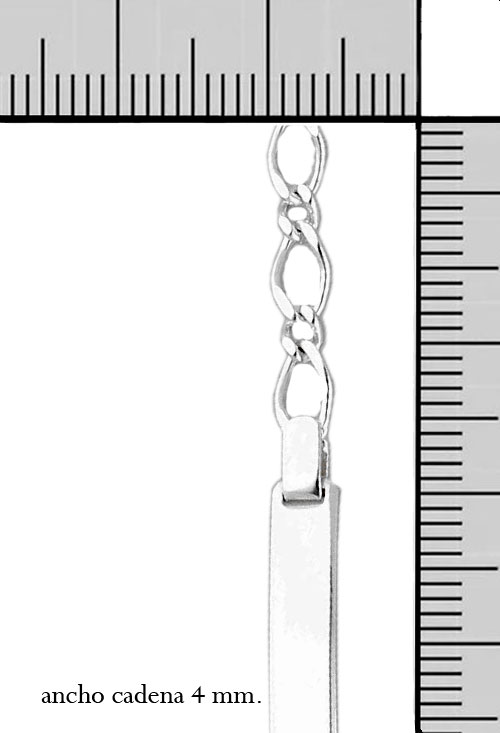 Esclava en plata 127_AG-BPR(1-1)80CH pulsera de plata con chapa para grabar cadena eslabones combinados uno por uno foto con medidas 126_BPR(1-1)80CH_M