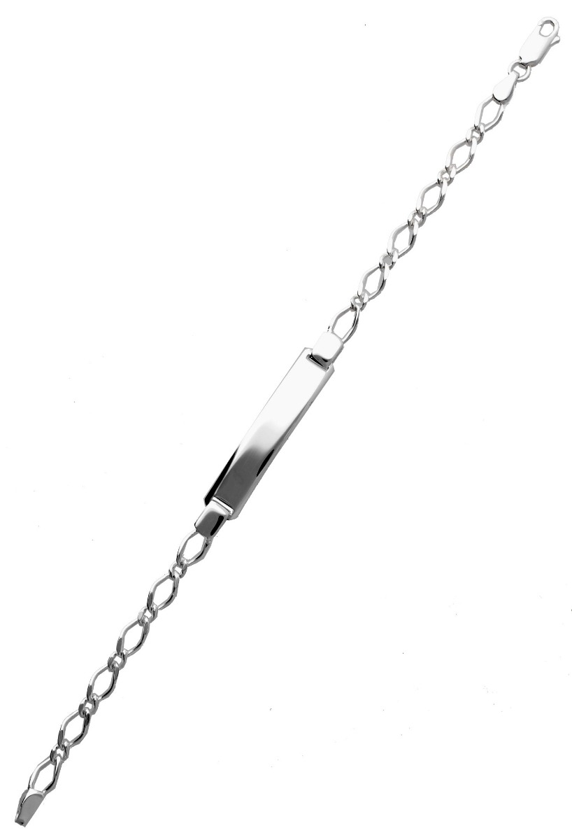 Pulsera plata con chapa para grabar 127_AG-BPR(1-1)100CH pulsera plata con chapa para grabar foto rslabones combinados uno por uno foto para parrilla web toma pulsera extendida