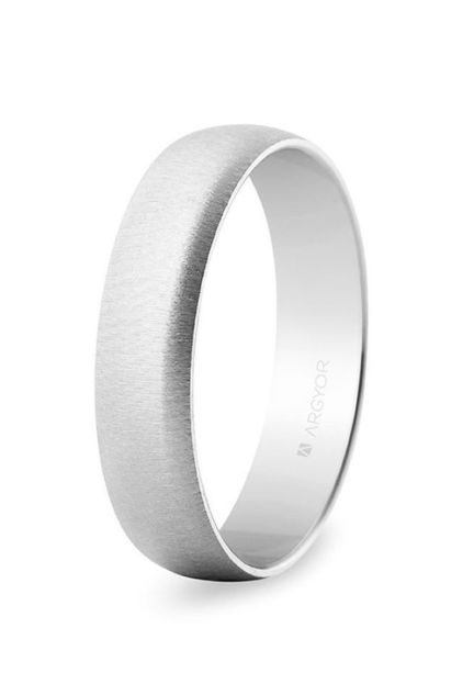 Alianza de oro blanco 18 Ktes, clásica en 5mm, con textura, Argyor 5B505T