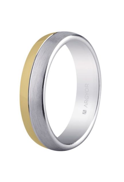 Alianza boda en plata bicolor, bandas mate-brillo, 5mm 5750029D1