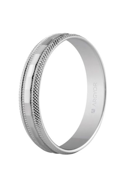 Alianza de plata boda media cana 4mm. plata facetada - foto 1 - rfcia.045_5740115