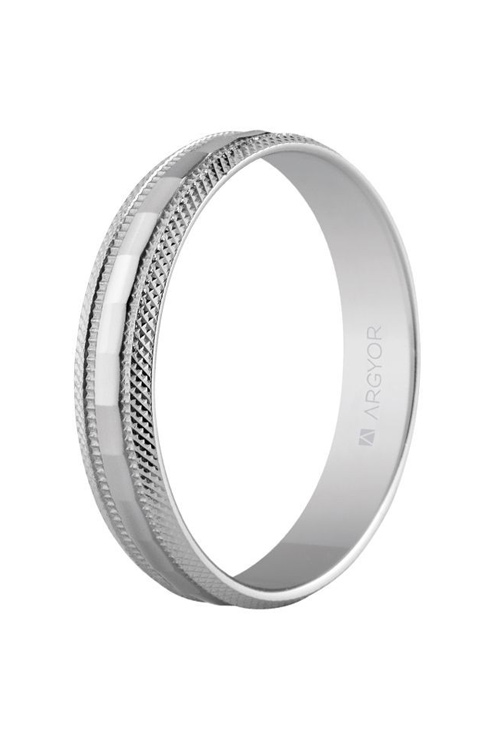 Alianza de plata boda media cana 4mm. plata facetada - foto 1 - rfcia.045_5740115