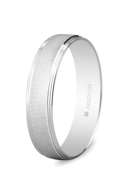 Alianza oro blanco media cana 4.5 mm. oro textura con biseles - foto 1 - rfcia. 5B45466