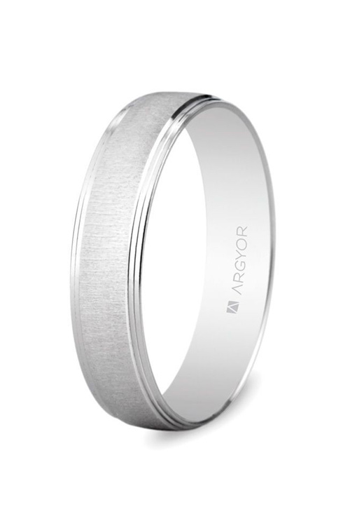 Alianza oro blanco media cana 4.5 mm. oro textura con biseles - foto 1 - rfcia. 5B45466