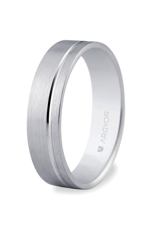 Alianza oro blanco 18 Ktes matizado con rebaje, 5mm de grosor, Argyor 5B50316