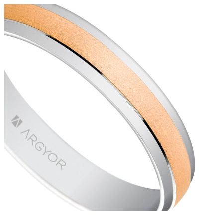 Alianza oro bicolor 18K 4mm. mate y brillo - foto 04 - rfcia 5C40044