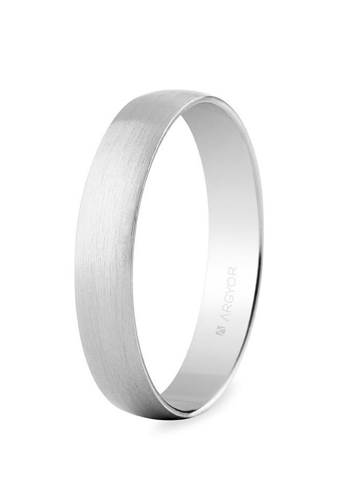 Alianza oro blanco 18 Ktes satinada, media caña 4mm Argyor 5B403S