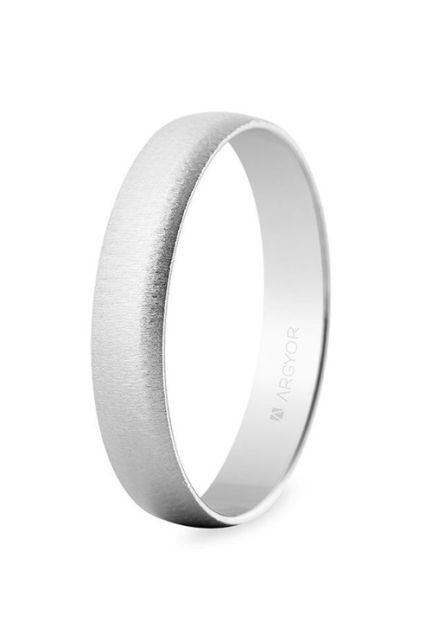 Alianza oro blanco 18 Ktes satinada, media caña 4mm Argyor 5B403T