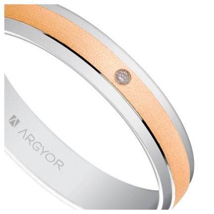 Alianza oro 18K 4mm. mate y brillo con diamante - foto 04 - rfcia 5C40044D