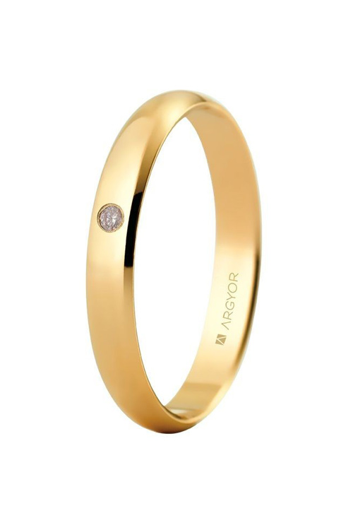 Alianza de oro amarillo 3mm. con diamante Argyor 50305D Alianza de oro para boda media cana oro 1a ley 18 Kilates y diamante - foto 1 - Argyor rfcia. 50305D