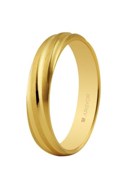Alianza de oro amarillo 18 kilates. 4 mm. torneada mate-brillo - foto 1 - Argyor rfcia.5140266