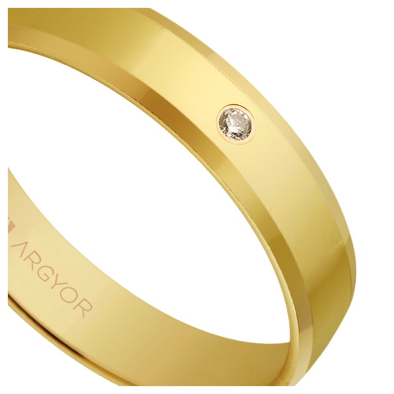 Alianza de oro con diamante 4mm. Argyor 5140047D Alianza de oro amarillo 18 ktes con diamante 0 01ct - foto 04 - Argyor rfcia.5140047D