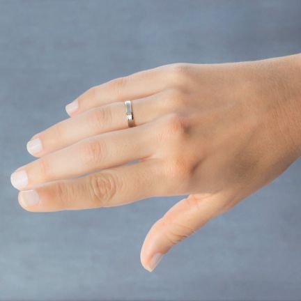 Alianza de oro bicolor 18 kilates. 3.6 mm. brillo mate - foto 05 - rfcia 045_5240496