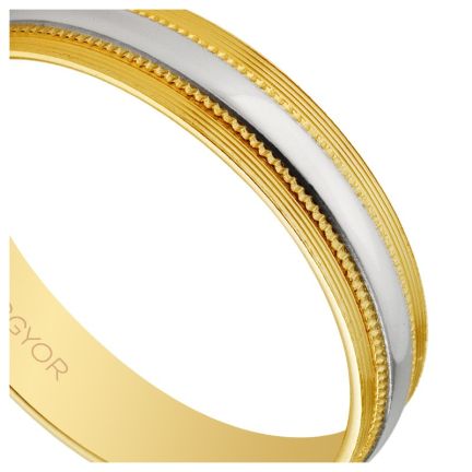 Alianza de oro bicolor 18 kilates. 4 mm. labrada - foto 04 - rfcia 045_5240101