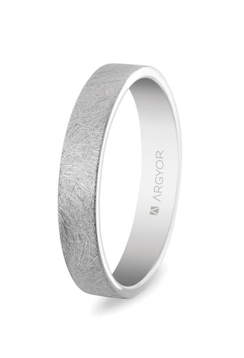 Alianza de oro blanco 18 ktes. 4mm con textura hielo 5B40150H Alianza de oro blanco 18 ktes. 4mm con textura hielo 5B40150H
