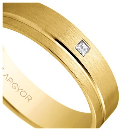 Alianza de oro amarillo con diamante en oro 18 kilates. mate y brillo - foto 04 - Argyor rfcia.5150316P