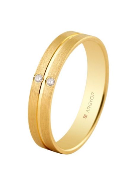Alianza de oro amarillo 18 kilates con diamantes de boda 4 mm. - foto 01 - Argyor rfcia.55402494