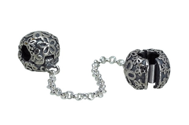 Abalorio en plata, cadena seguridad con motivos florales. 240_CSP-2F Abalorio en plata, cadena seguridad con motivos florales - foto 05 - rfcia 240_CSP-2F