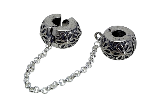 Abalorio en plata, cadena seguridad con motivos florales. 240_CSP-2F Abalorio en plata, cadena seguridad con motivos florales - foto 1 - rfcia.240_CSP-2F