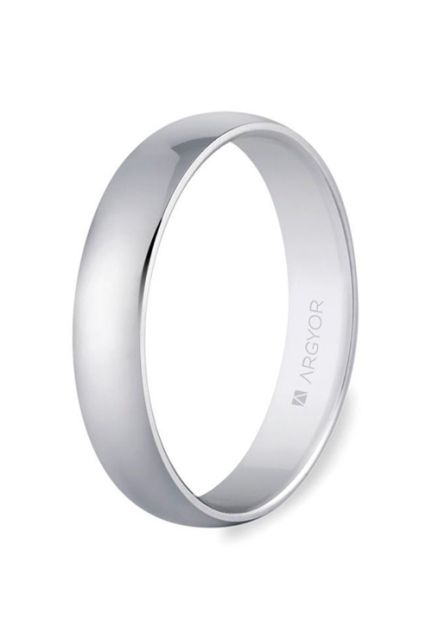 Alianza media caña 4 mm. oro blanco 9 kilates en brillo - foto 1 - rfcia.045_9K5B405