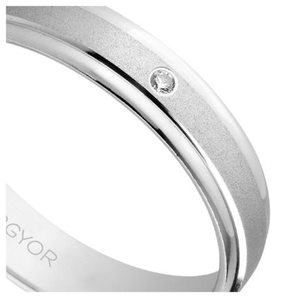 Alianza oro blanco y diamante mate con biseles, 4 mm. Argyor - foto 04 - rfcia 045_5B40044D