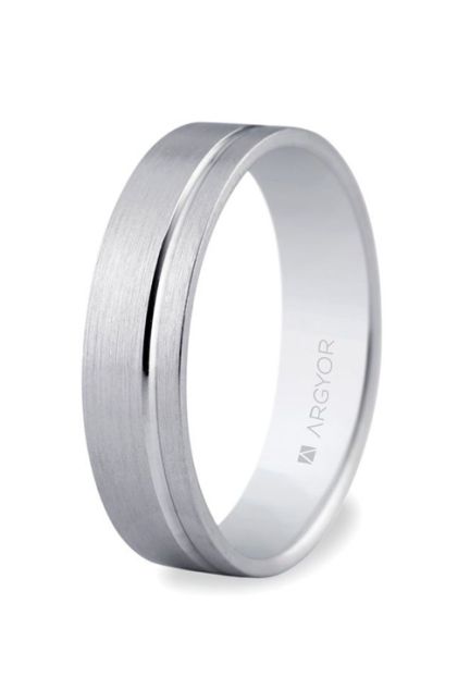 Alianza boda oro blanco de 9 ktes 5mm matizado con rebaje 045_9K5B50316