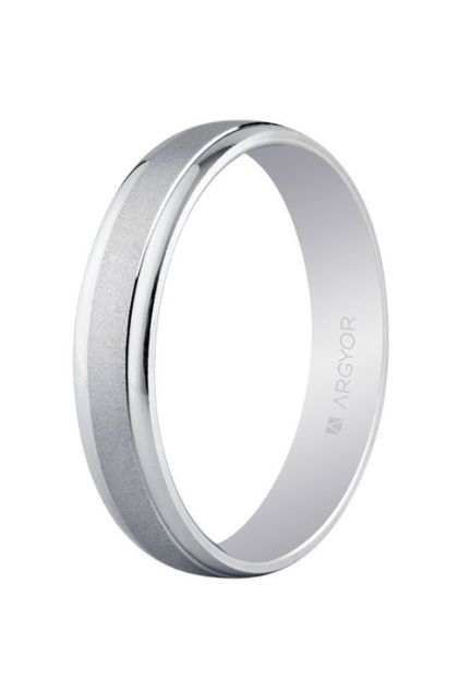 Alianza oro blanco de 9 ktes, 4mm. Argyor 9K5B40044